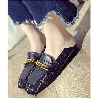 Metal Chain Plaid Loafers