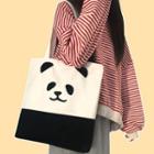 Panda Print Canvas Tote Bag Black & White - One Size