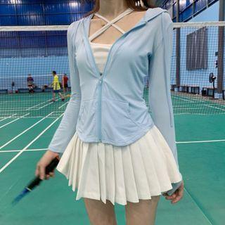 Cross Strap Camisole Top / Hooded Zip Jacket