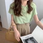 Short-sleeve Plain Knit Polo-shirt