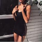Lace Up Mini Sheath Tank Dress
