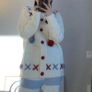Sailor-collar Cardigan White - One Size