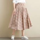 Midi A-line Floral Skirt