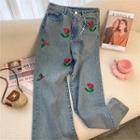 Flower Print Jeans