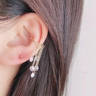 Rhinestone Fringed Cuff Earring 1 Pc - Gold - One Size