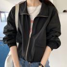 Collared Pocket-detail Long-sleeve Cropped Jacket