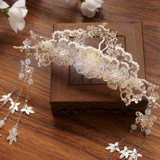 Faux Pearl Floral Crown Headpiece As Shown In Figure - One Size