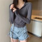 Long-sleeve Notch Lapel Top