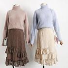 Dip-back Turtleneck Knit Sweater