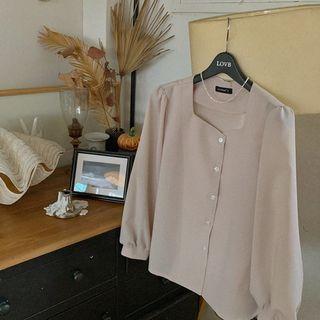 [lovb] Balloon-sleeve Sweetheart-neck Blouse