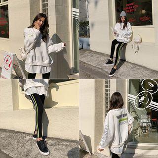 Set: Lettered Sweatshirt + Piped Leggings