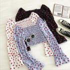Print Square-neck Puff-sleeve Blouse
