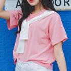 Embroidered Mock Two Piece Short Sleeve T-shirt
