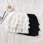 Plain Ruffled-trim Chiffon Skirt