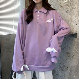 Long Sleeve Collar Embroidered Sweatshirt