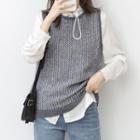 Zigzag Patterned Knit Vest Melange Gray - One Size