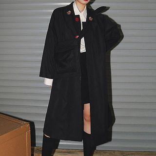 Set: Single-breasted Long Trench Coat + Crossbody Bag
