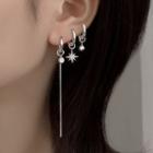 Star & Bead Asymmetrical Sterling Silver Dangle Earring