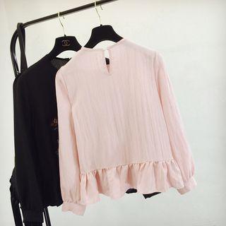 Floral Embroidered Long-sleeve Blouse