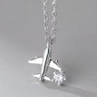 Plane Rhinestone Pendant Sterling Silver Necklace S925 Silver - Silver - One Size