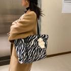 Zebra Print Fluffy Tote Bag
