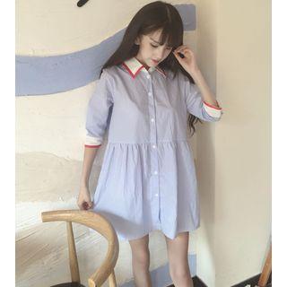 Elbow Sleeve Collared Dress