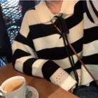 Striped Knit Polo Sweater