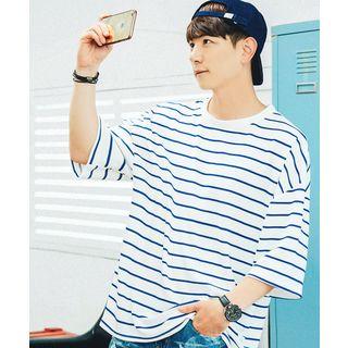 Crew-neck Striped Oversized T-shirt