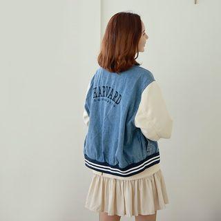 Letter Denim Stadium Jacket