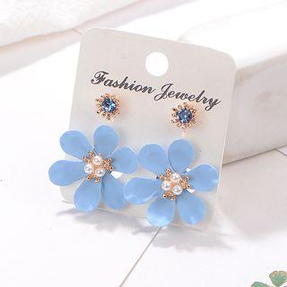 Faux Pearl Floral Swing Earring As Shown In Figure - One Size