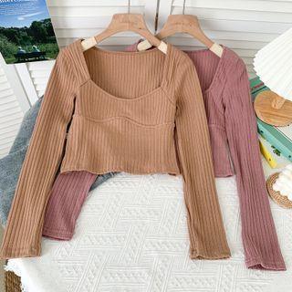 Slim-fit Deep Square-neck Crop T-shirt In 9 Colors