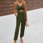Sleeveless Drawstring Cut-out Jumpsuit