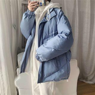 Mock Two-piece Lettering Hooded Padded Jacket