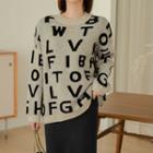 Drop-shoulder Letter-detail Sweater