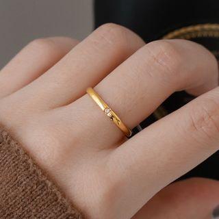Square Stainless Steel Rhinestone Ring