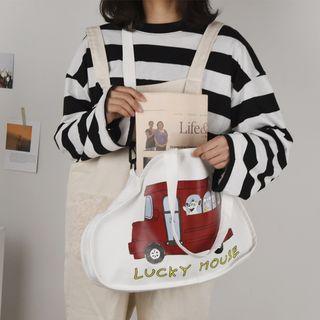 Bus Print Canvas Crossbody Bag