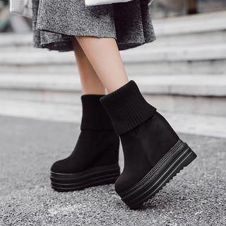 Hidden Wedge Platform Mid-calf Boots