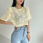 Padded Shoulder Laced Cropped Top