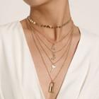 Rose Lock & Key Pendant Layered Choker Necklace