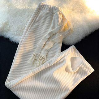 Drawstring Corduroy Wide Leg Pants