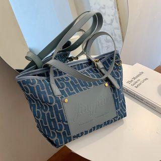 Printed Panel Zip Tote Bag