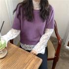 Short-sleeve Knit Top / Long-sleeve Lace Top
