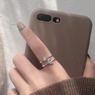 Rhinestone Star Crescent Open Ring J865 - One Size