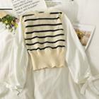 Striped Mock Two-piece Loose Top