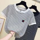 Short-sleeve Striped Logo T-shirt