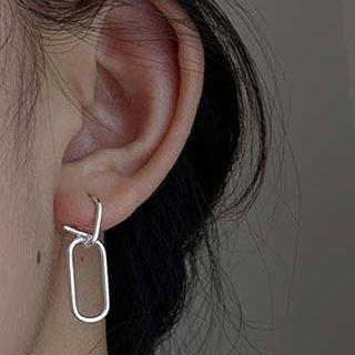 Hoop Dangle Earring 1 Pair - With Back Stopper - Silver - One Size
