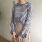 Striped Cut Out Detail Sheer Sweater