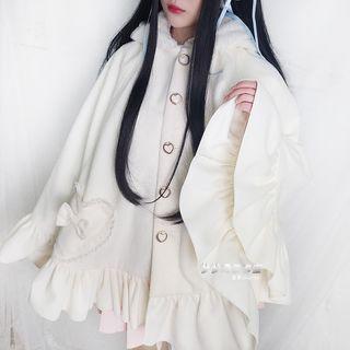 Rabbit Ear Bell Sleeve Fleece Jacket As Shown In Figure - One Size