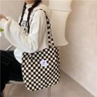 Checkerboard Corduroy Tote Bag