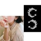 Faux Crystal Open Hoop Earring 1 Pair - Silver Needle - Silver - One Size